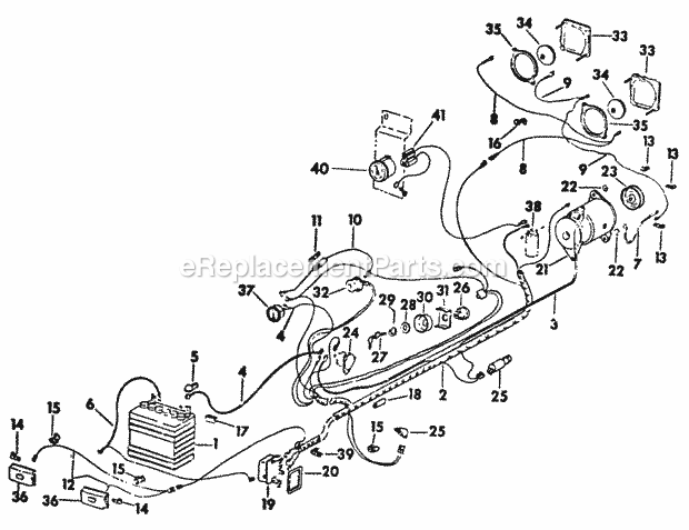 Starting & Lighting Diagram and Parts List for 169 2050048U Cub Cadet Lawn Tractor